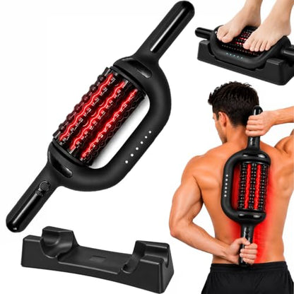 Electric Roller Massager with 630nm Red Light, 4000mAh 6-Speed Body Roller for Lymphatic Massage, Sore Muscle Relief, Cellulite & Lipedema Massage for Legs, Arms, Back, Feet & Full Body