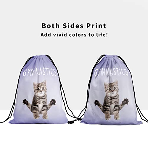 Gymnastics Grip Bag for Gymnasts Gymnastic Drawstring Bag Gym Athlete Bag - color: Purple Gymnastics Cat, size: 9.25" x 12" (Pack of 1)