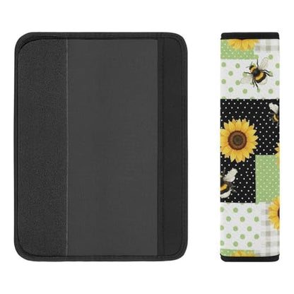 2PCS Sunflower Bee Plaid Seat Belt Cover Soft Padded Neck Strap Covers for Kids, All Vehicles, Comfortable Driving - color: Pattern 1136