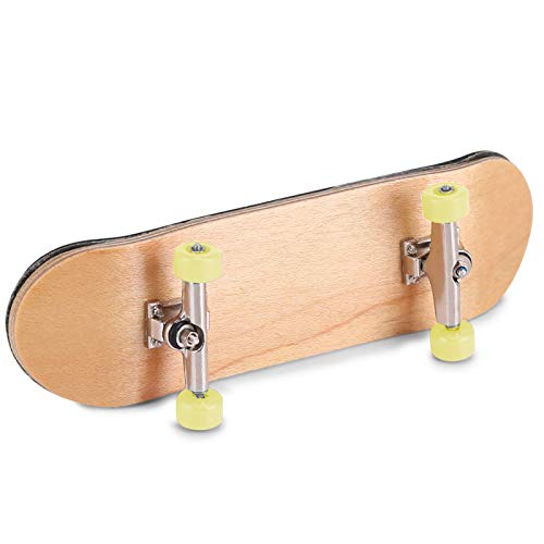 HURRISE Wooden Finger Skateboard, Maple Wood and Alloy, Yellow, with Box, Stress Relief Kids Gift - color: Yellow