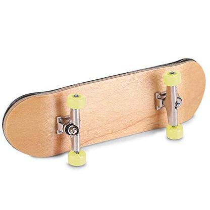 HURRISE Wooden Finger Skateboard, Maple Wood and Alloy, Yellow, with Box, Stress Relief Kids Gift - color: Yellow