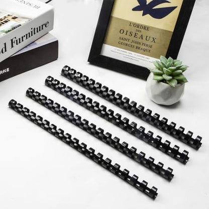 Rayson CR12141618BK Plastic Binding Combs 1/2in. 9/16in, 5/8in, 11/16in, 19-Ring Letter Size, Black Comb Binding Spines, Multi-Size Pack of 80 - color: Black, size: Letter size - 1/2in, 9/16in, 5/8in, 11/16in,