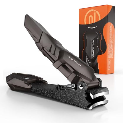 INXEN Nail Clippers for Men with Catcher – No Splash, Self-Collecting Premium Steel Clippers for Fingernails & Toenails, Ideal Gifts for Men& Grooming Gifts, Great Gadget & Stocking Stuffer Gift - style: Large Black (3.5x0.79 inch）
