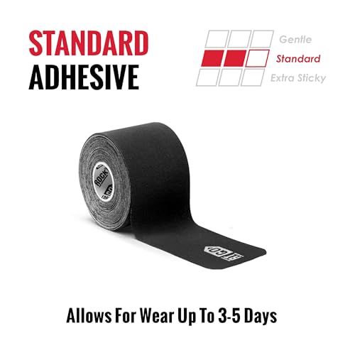 RockTape Go Standard Adhesive Pre-Cut Kinesiology Tape (Black) - color: Black, style: STANDARD