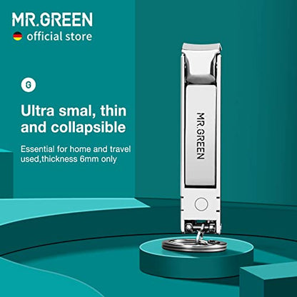 MR.GREEN Collapsible Nail Clippers Small and Thin Portable Travel Nail Scissors Cutter Stainless Steel Manicure Tools with Nail Files (Eco-Packaging) - size: Eco-Packaging