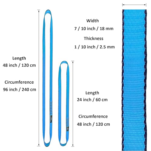 18MM Nylon Climbing Slings Runners 23 kN Strong Webbing Straps for Rock Climbing, Rappelling, Swing, Yoga Hammock etc - color: 2PCS Blue, size: 24inch/60cm
