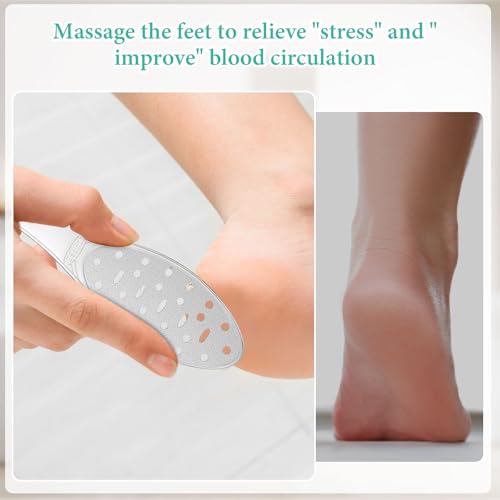 2 Pcs Stainless Steel Foot Scraper Metal Foot File Double Sided File Callus Remover Professional Feet Rasp Scrubber for Wet or Dry Skin Easy to Clean Pedicure Tool Heel (Fresh Style) - size: Fresh Style