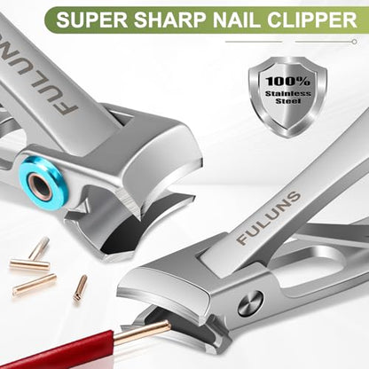 Toenail Clippers for Men Thick Toenails with 16MM Wide Jaw Opening, Large Nail Clippers for Seniors Thick Nails with Long Handle, Heavy Duty Sharp Slanted Nail Cutter Gifts for Men Women Adults - style: Silver Slanted Nail Clippers Set