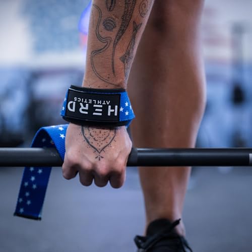 Lifting Wrist Straps – 23" Length x 1.5" Width – Padded Neoprene Cotton Straps for Weightlifting, Powerlifting, Functional Training, Strength Training & Deadlifts – Heavy Duty Grip Support - color: Americana