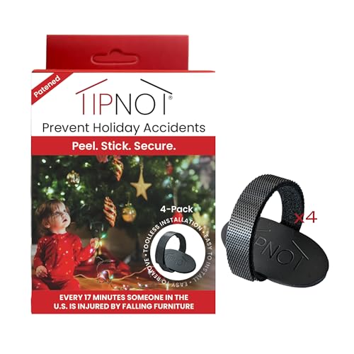 Tree Stand Anchor, No-Drill, Anti-Tip, Adhesive Safety Straps - Just Peel & Stick to Childproof and Babyproof Your Home 4-Pack - size: Tree Anchor