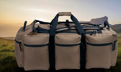100L Large Military Duffle Bag Deployment Duffel Bag Sports Equipment Travel Luggage Bag with Detachable Backpack Straps… - color: Tan+Black