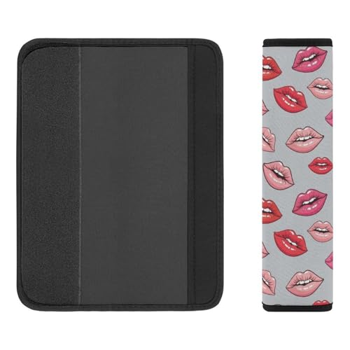 Universal Soft and Comfortable Car Seat Straps Shoulder Pads for Adult Use, Stroller Pushchair High Chair, 2PCS Lips Prints Kiss Lipstick Mouth Red Harness Pads Strap - color: Pattern 926