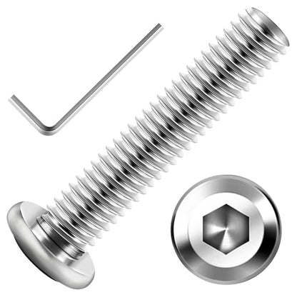 Mywish M8 x 35mm 20Pcs Flat Head Hex Socket Cap Screws Bolts, 304 Stainless Steel Furniture Bolts Full Thread, Bright Finish & Hex Spanner - color: Silver-M8, size: 35mm