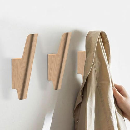 Wood Wall Hooks 4 Pack Coat Hooks Wall Mount Natural Wooden Hooks for Hanging Hat, Bag, Backpack, Rustic Coat Hooks for Wall, Wood Towel Hooks for Bathrooms and Entryway Hooks - color: Beech