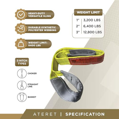 ATERET Twisted Eye Polyester Lift Sling I 3" x 20 feet I Heavy Duty Lifting Web Sling I (3" x 20') - size: 3" x 20'