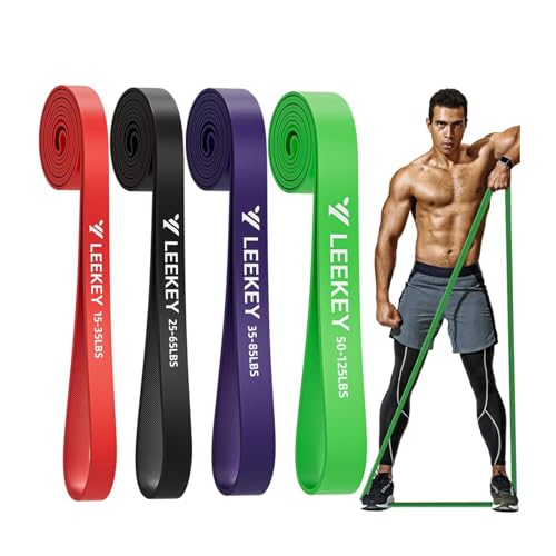 LEEKEY Pull Up Assistance Bands,Muit Levels Resistance Bands for Senior/Adults,Exercise Bands with Door Anchor, Strength Bands for Fitness Training, Physical Therapy,Home Gym Workouts - color: 15-125LBS COLOR