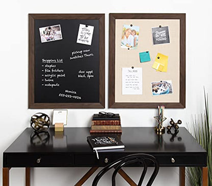 DesignOvation Beatrice Framed Linen Fabric Pinboard, 23x29, Walnut Brown - color: Walnut Brown, size: 29" x 23"
