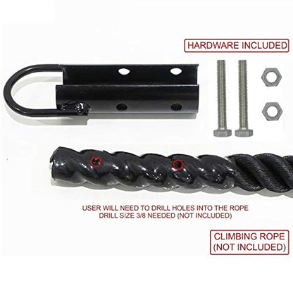 1.5” Climbing Rope Clamp，2 Sets Rope Climb Clasp Workout Rig Attachment Hook for Rope Climbing Garage Gym Fitness Equipment with Carabiner Eyehook Strength Training Home Indoor Safety