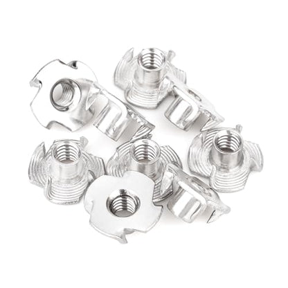 50pcs 1/4"-20 T-Nuts, 304 Stainless Steel 5/16" Barrel Length | Corrosion Resistant, 4-Pronged Tee Nut for Wood, Rock Climbing Holds, Cabinetry - size: 1/4"-20 50pcs 304