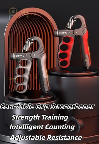 Mechanical Counting Adjustable Hand Grip Trainer – 5-100 kg / 11-220 lb LCD Forearm Strengthener for Adults, Bodybuilding, Climbing & Recovery - color: red