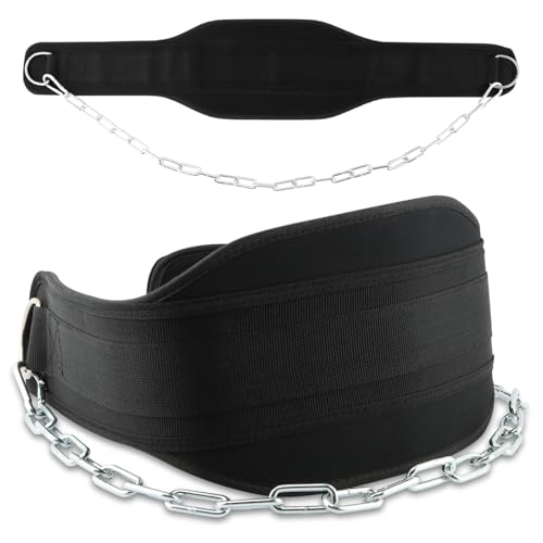 Dip Belt with 34in Heavy Duty Chain for Pull-Ups and Powerlifting | Weighted Dip Belt designed for stable and secure weighted workouts.550lbs - 650lbs Weight Capacity