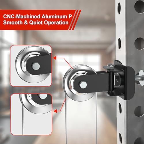 Aluminum Alloy Rotating Pulley Attachment for 3×3 Power Racks Heavy-Duty Cable Pulley with 180° Pivot Smooth CNC Machined Wheel Bolt-On Cable Station Upgrade for Home Gym - color: 1 piece only