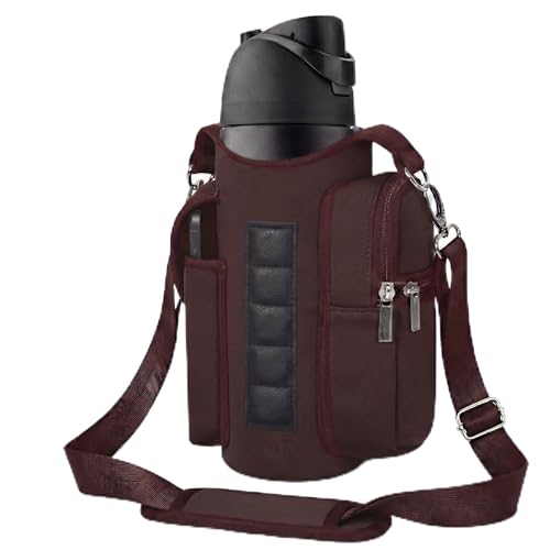 AUPET Magnetic Gym Bag for Men & Women, Small Gym Bag Organizer, Crossbody Magnets Gym Water Bottle Bag Holder Carrier Fits for 18-40oz Owala Yeti Hydro Flask, Workout Pouch for Phone, Keys & Wallet - color: Dark Cherry Brown
