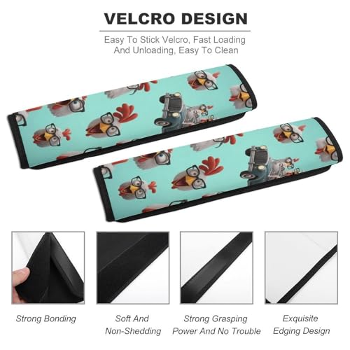2 Pack Breathable Car Seat Straps Shoulder Pads for Adults and Children, All Vehicles, Cute Chicken Hen Harness Pads Strap, Pressure Relief - color: Pattern 623