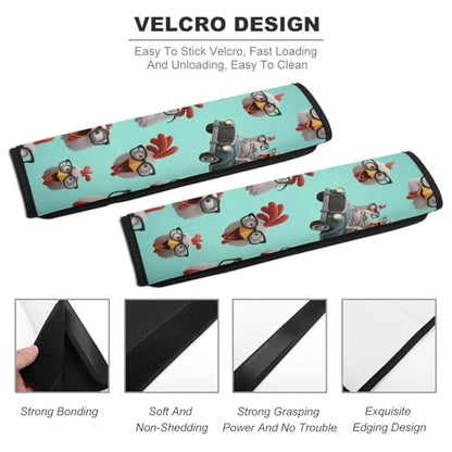 2 Pack Breathable Car Seat Straps Shoulder Pads for Adults and Children, All Vehicles, Cute Chicken Hen Harness Pads Strap, Pressure Relief - color: Pattern 623