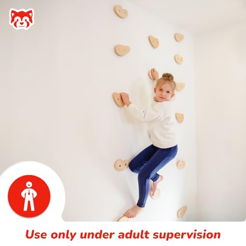 Woodandhearts Indoor Climbing Holds for Kids Wall – Rock Climbing Grips for Indoor Climbing – Repositionable Climbing Holds for Custom Routes & Active Play