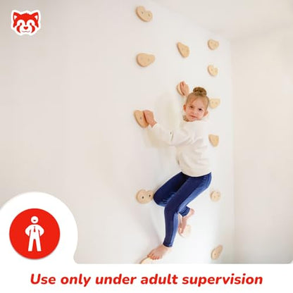 Woodandhearts Indoor Climbing Holds for Kids Wall – Rock Climbing Grips for Indoor Climbing – Repositionable Climbing Holds for Custom Routes & Active Play