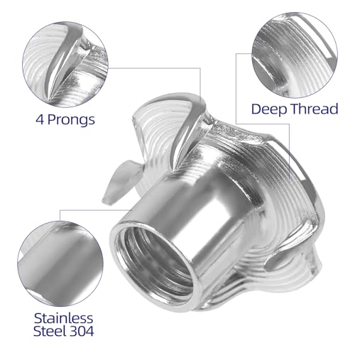 M4 T-Nuts 304 Stainless Steel, 4-Pronged Tee Nut for Wood, Rock Climbing Holds, Furniture, 50 PCS - color: 304 Stainless Steel, size: M4