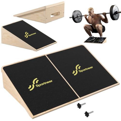 Sportneer Squat Wedge, 1200LB Wooden Heel Elevated Board for Squats | 15°/ 20° Squat Wedge Block, Slant Board for Squats Weightliting Home Gym Squat Wedge Non-Slip - size: 20°