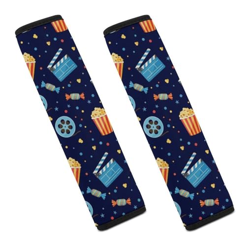 2 Pack Cinema Popcorn Movie Car Seat Belt Pad Soft Padded Seat Belt Cushion for Child, Stroller Pushchair High Chair, Shock Absorption - color: Pattern 1147