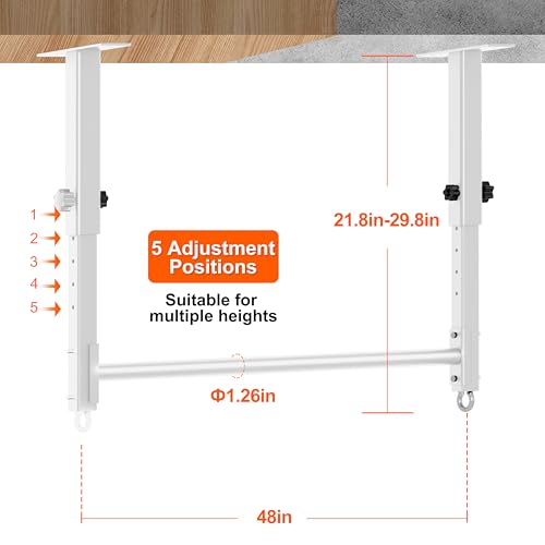 48" Ceiling Mount Pull Up Bar, Heavy Duty Multi-Grip Rafter Chin Up Bar for Garage/Basement/Backyard Ceiling Beam, Adjustable Height&Supports to 650 Lbs - color: White