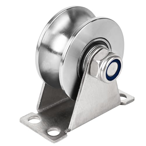 Groove Pulley Wheel for Rope Wall Mounted 1 Pack Stainless Steel Super Silent Cable Pullys Wheels System U Type Blocks Rollers Heavy Duty Detachable Duplex Bearing for Gym Equipment Sliding Gate - size: U Type - 1 Pack