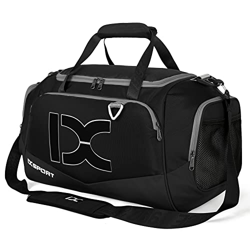 Sports Gym Bag，INOXTO Travel Duffel Bag with Dry Wet Pocket And Shoe CompartmentFor Women and Men，40L/55L Fitness Waterproof Weekender Bag For Swim Sports Travel Working Out (Black white, 40L) - color: Black white