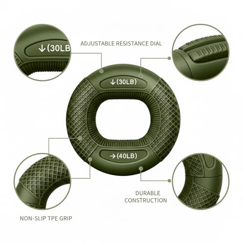 Adjustable Hand Grip Strengthener with TPE Handles for Forearm, Finger & Wrist Training - Portable Fitness Tool - color: Green