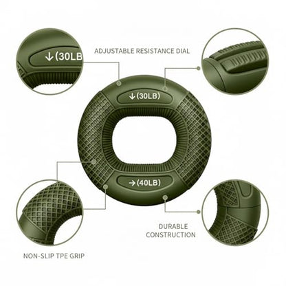 Adjustable Hand Grip Strengthener with TPE Handles for Forearm, Finger & Wrist Training - Portable Fitness Tool - color: Green
