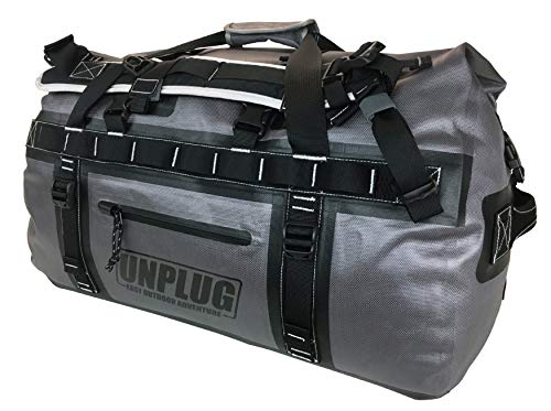 UNPLUG Ultimate Adventure | 1680D Heavy Duty Waterproof Bag | Large Travel Bag which can be Used for Camping, Motorcycling, Boating, or Hunting|65L Storm Grey - color: Storm Grey, size: 65L