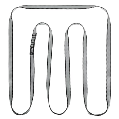 18mm Nylon Climbing Sling Runner, 23KN CE2008/EN566 Certified | Durable Nylon Webbing Straps for Rock Climbing, Anchoring, Hammocks & Outdoor Adventures - color: Gray, size: 150cm/ 60inch|Single Unit