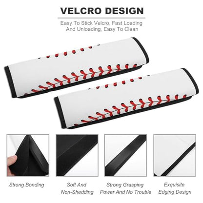 2PCS Breathable Car Seat Belt Pad for Elderly Support, Stroller Pushchair High Chair, Baseball Seat Belt Cushion, Anti-Slip Pad - color: Pattern 643