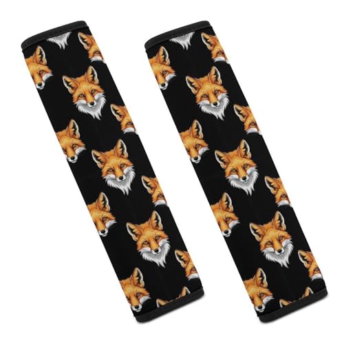 Soft Padded Car Seat Belt Pad for Elderly Support, Stroller Pushchair High Chair, 2 Pack Fox Art Black Shoulder Harness Cover Anti-Slip Pad - color: Pattern 122