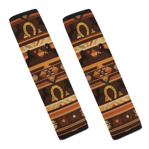 2 Piece Universal Soft and Comfortable Seat Belt Shoulder Pad for Kids, Most Cars, Western Horse Farm Brown Cowboy Seat Belt Covers Cushion, Neck and Shoulder Support - color: Pattern 717