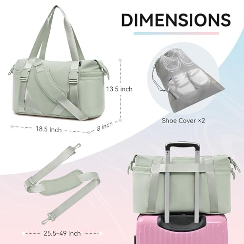 MAXTOP Women's Gym Yoga Duffle Bag with Shoe Pouch,Multi-Purpose Overnight Travel Bag for Gym,Work, Dance, Sports - color: Green