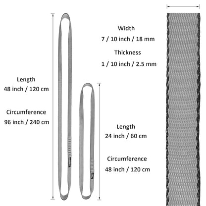 18MM Nylon Climbing Slings Runners 23 kN Strong Webbing Straps for Rock Climbing, Rappelling, Swing, Yoga Hammock etc - color: 1PC Grey, size: 24inch/60cm