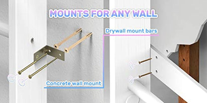 WEDANTA Wooden Swedish Ladder Wall Set – Kids Stall Bars for Exercise – Kids Swedish Gymnastic Wall Gym – Wood Stall Bar Gymnastics Playground – Best Gym for All Family - color: White