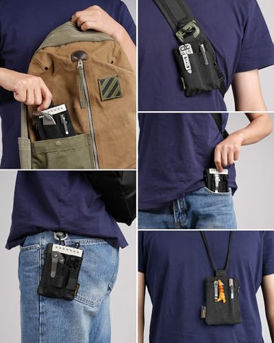 VIPERADE VE28 6-in-1 EDC Pouch, 500D Compact EDC Pocket Organizer, Molle Extension Tool Storage Bag, Small Coin Purse/Card Holder/Swiss Army Knife Pocket Pouch (Green/Tan) - color: Green/Tan