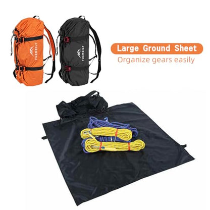 Rock Climbing Rope Bag, Large Capacity Folding Rope Storage Backpack with Ground Sheet, Adjustable Straps Outdoor Climbing Gears Black - color: 2-black