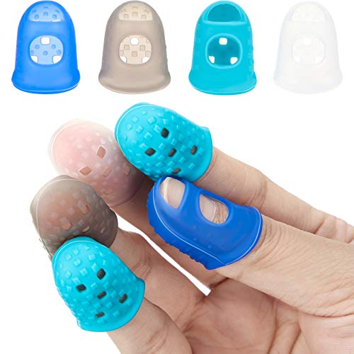 Outus 24 Pieces Rubber Fingers Tips Guard with 3 Sizes (S/M/L) Finger Protector Covers Caps for Paperwork, Cutting, Wax Carving, Guitar Playing and Office Supplies Tasks (Classic Colors) - color: Classic Colors